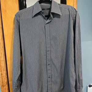 Gucci Men's gray and black Pinstriped Dress Shirt